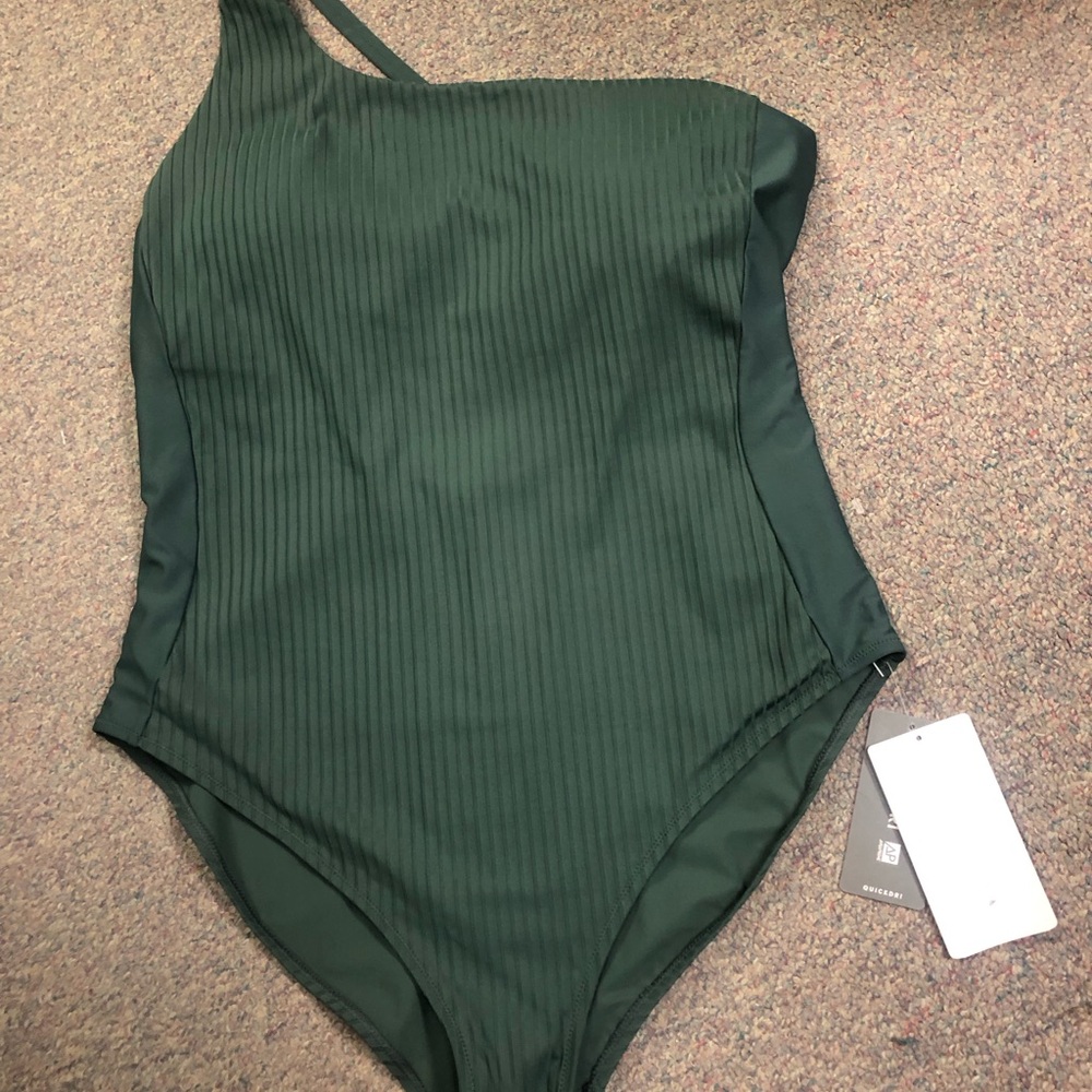 Athleta Ribbed One-Shoulder One-Piece Swimsuit - Forest Green